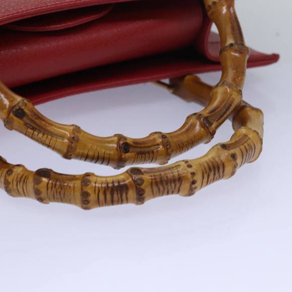 GUCCI Bamboo Hand Bag Leather Red 002 1186 0260 Auth ep4665 - Picture 7 of 16